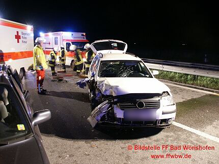 Verkehrsunfall auf der A 96 von Bad Wörishofen in Fahrtrichtung Buchloe